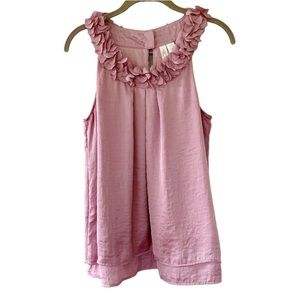 Adiva Pink Flower Ruffle Sleeveless Tank Top